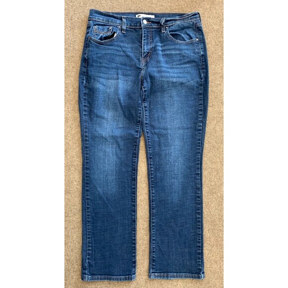 Levis 505 Straight Leg Jeans Womens 30x30 Mid Rise Flap Pocket Dark Wash Denim - Picture 1 of 8